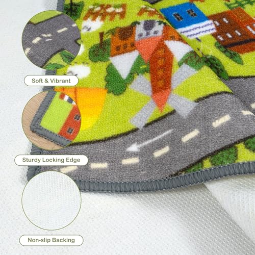 STARUIA Kids Rug Play Mat, 60"x32" Ultra Non-Slip Car Rug for Toddlers, Educational City Road Carpet Car Mat for Kids, Washable Car Kid Rugs for Bedroom Playroom Boys Room Nursery