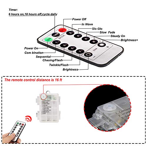 Color Changing Rope Lights String Lights for Bedroom, Battery Powered Light Strip 40ft 8 Modes Hanging Fairy Lights with Remote for Camping Halloween Christmas, 2 Pack