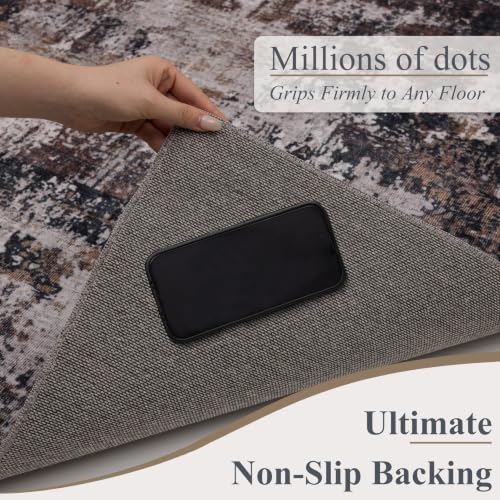 Sasttie 2x6 Runner Rug, Modern Abstract Hallway Carpet, Black & Brown