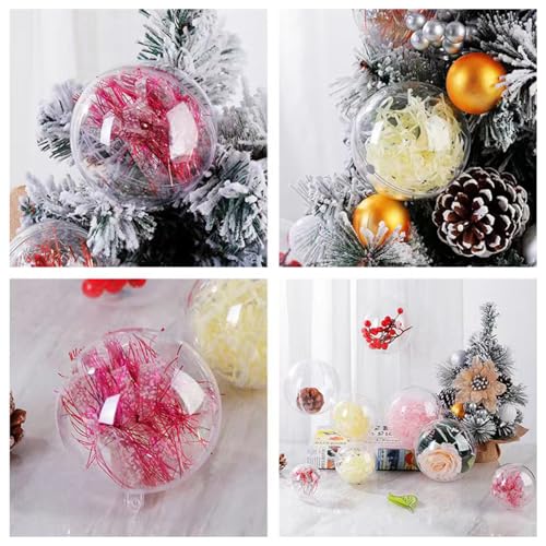 20 Clear Fillable Ornaments Balls- 80mm/3.15" Transparent Plastic Thickened Spherical Assembled Craft, for Christmas Tree Decor, and Festive Days Home Party(8cm)