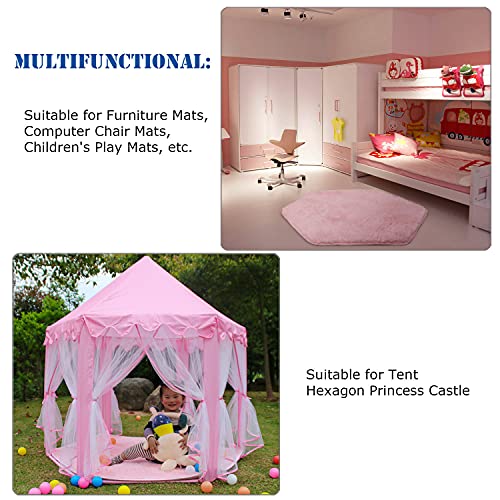Hexagon Rug Pad Mat for Kids Playhouse Play Tent Soft Coral Pink