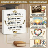 Graduation Decorations 2026 College Graduation Gifts Her for Him Quote Wood Box Sign Decor Desk Sign Positive Behind You All Your Memories Wooden Box Block Sign Rustic Home Shelf Wall Decoration
