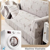 Stretch Sofa Cover, High Elastic Fabric 1 2 3 4 Seater Couch Slipcover, Machine Washable Sofa Cover Universal Non Slip Couch Cover with Skirt (F,1 Seater/35-55in)