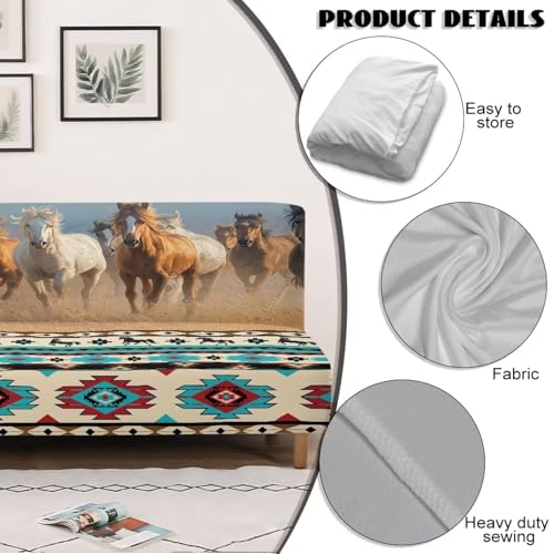 Running Horse Futon Couch Covers Full Size Ethnic Style Furniture Protector Aesthetic Decor Easy Going Stretch Sofa Slipcover Washable