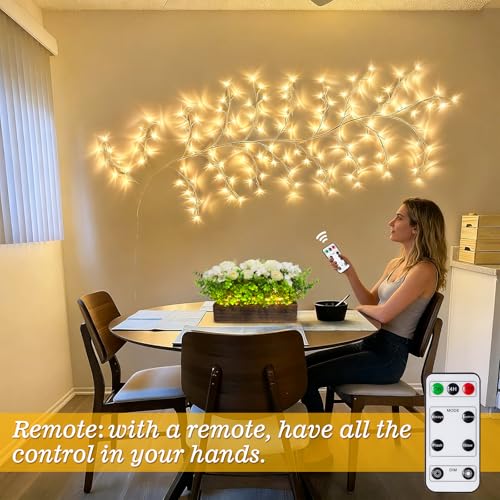 Willow Vine Lights with Remote for Wall: 7.5ft LED Enchanted Vines Lights DIY White Birch Tree Light for Room and Home Decor - Flexible Lighted Branches Light for Halloween & Christmas Decorations