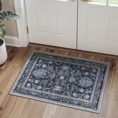 2x4 Washable Small Rug for Entryway Floral Indoor Door Mat Non Slip