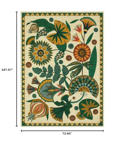 Joydeco Egypt Floral Boho Washable 6x9 Area Rugs for Living Room Bedroom