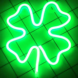 Neon Signs Shamrocks Shaped St. Patrick's Day Decorations, Green LED Clover Neon Lights for Wall Decor Battery/USB Operated Night Lights Bar Lamp for Home, Christmas, Halloween, Bedroom Decor