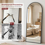 Antok Full Length Floor Mirror Arched Standing Mirror with Aluminum Frame - Freestanding Wall Mount Leaning Body Mirror for Bedroom Living Room Entryway, 71" L x 28" W, Black