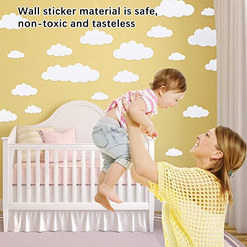 31pcs Big Clouds Vinyl Wall Decals DIY Wall Sticker Removable Wall Art Decor 4-10 inch for Living Room Nursery Kids Room(White)