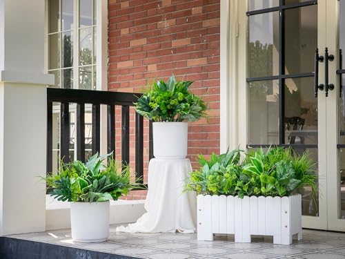 Green Moon 18PCS Artificial Plants Outdoor, Faux Greenery Stems for Outside | UV Resistant Faux Outdoor plants, Fake Shrubs Plants for Patio Garden, Front Porch, Window Box, Spring Summer Home Decor