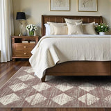 Lahome Checkered 6x9 Area Rug Beige Machine Washable Non Slip Living Room