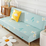 YOPOIY Printing Fitted Futon Cover Fitted Non-Slip Futon Slipcover Rich Textured Armless Sofa Cover with Elastic Bottom for Pets, Kids -15-155-190CM