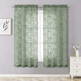 OVZME Sage Green Sheer Curtains 63 Inch Length 2 Panel Set, Light Filtering Bedroom Curtains with Dual Rod Pocket Top, Leaf Bird Clip Jacquard Sheer Farmhouse Window Drapes for Living Room, 2x38Wx63L