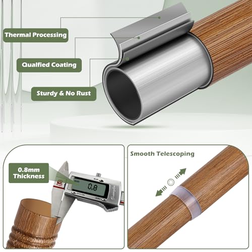 2 Pack Wood Curtain Rods for Windows 28 to 48 Inch,1 Inch Wood Grain Ball Adjustable Curtain Rod,Boho Heavy Duty Curtain Rods,Farmhouse Rustic Window Curtains Rods,Brown Drapery Rods Set 18-45"