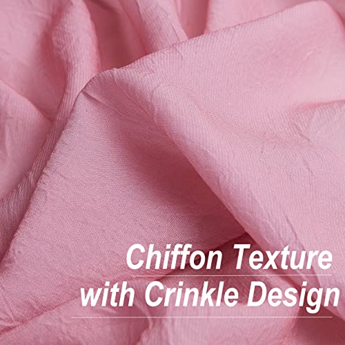 Purainbow Pink Ombre Chiffon Sheer Curtains 84 Inch Long for Living Room Bedroom Decor, Crinkle Gradient Semi Voile Grommet Top Window Curtain Drapes for Girls Room, Garden, Yard, Set of 2 Panels