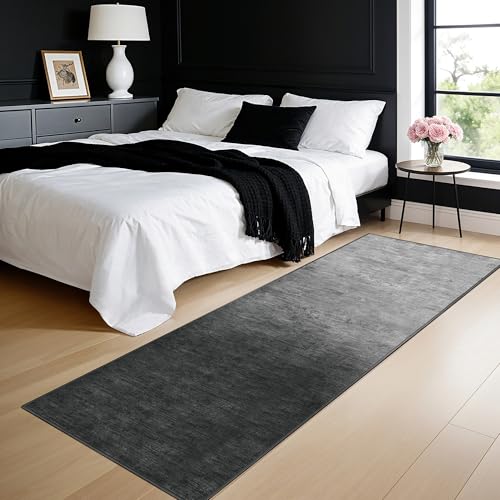 2.6x6 Washable Area Rug, Gray Solid Area Rugs for Living Room & Bedroom