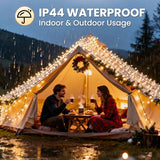 JTSIOV Christmas Tree Lights, 65FT/20M 200 LED Christmas Lights Plug in, 8 Modes Waterproof Outdoor Lights Indoor, Memory Function, Connectable String Lights for Party, Patio, Wedding (Warm White)
