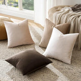 GIGIZAZA Pack of 4 Decorative Velvet Pillow Covers 16x16 Gradient Brown