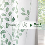 MYSKY HOME Green Botanical Leaf Curtains 84 inch Long 2 Panels Set Spring Curtains Patio Eucalyptus Leaf Pattern Grommet Thermal Insulated Drapes for Living Room Bedroom Farmhouse Country