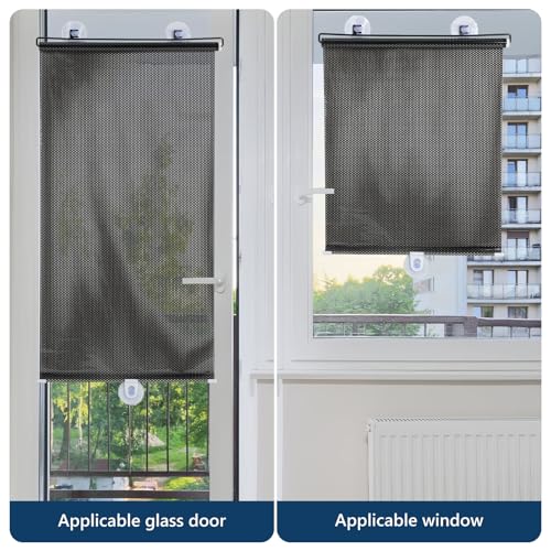 Suction Blinds for Window and Door, Blackout Sunshade Film with Suction Cups, Temporary Roller Blinds for Balcony and Skylight Shade