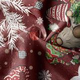 Christmas Tree Skirt 36 Inches, Gnomes with Holly Berry Pencil Red Background Tree Skirt, Winter Xmas Tree Mat Decorations for Home Party Holiday Decorations