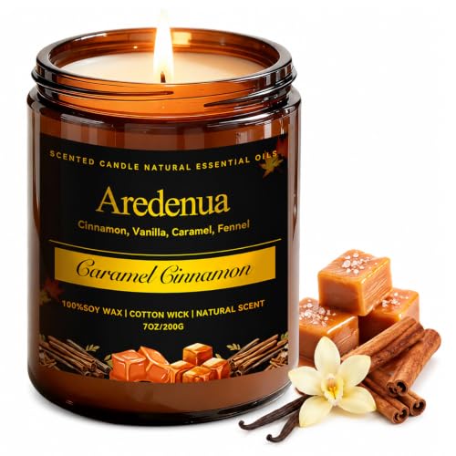 Fall Candles, Caramel Cinnamon Scent, Cozy Autumn Season Gifts for Fall