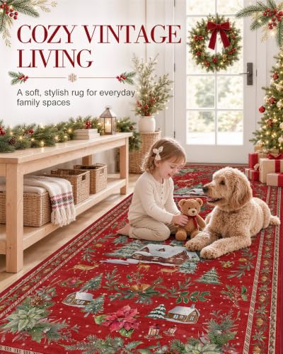 OLANLY 3x5 Christmas Accent Rug, Soft Non Slip Carpet for Entryway Bedside