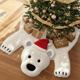 AerWo 48 Inch Christmas Tree Skirt, Faux Fur Polar Bear White Tree Skirt for White Christmas Decorations Indoor Party Holiday Xmas Home Decor