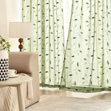 MIULEE Sage Green Sheer Curtains 2 Panels Embroidered Leaf Patterned Rod Pocket Floral Semi Sheer Faux Linen Window Curtains Drapes Set for Living Room Bedroom Dining Room, 52x84 Inches Long