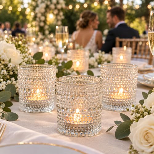 12 Pack Clear Votive Candle Holders,Glass Tea Light Candle Holder