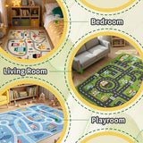 Enkor Kids Rugs, Non Slip 3' x 5' Road Playmat Carpet for Children, City Map Rugs for Playroom Bedroom Living Room Beige