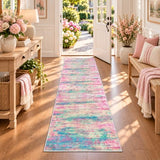 KOZYFLY Modern Kitchen Runner Rug 2x6 Washable Rug Runner Multi-Pink