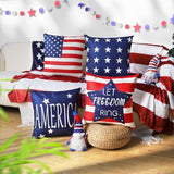 Hongsome 4th of July Throw Pillow Covers 18x18in Set of 4,Patriotic Pillow Case for Independence Day,Memorial Day,Veteran's Day,USA,American Summer Outdoor Red White Blue Decorations