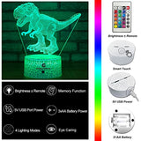 easuntec Dinosaur Toys 3D Night Light with Remote & Smart Touch 7 Colors + 16 Colors Changing Dimmable TRex Toys 1 2 3 4 5 6 7 8 Year Old Boy or Girl Gifts (TRex 16WT)