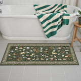 Dark Green Hallway Runner Rug 2x4 for Bedroom Kitchen