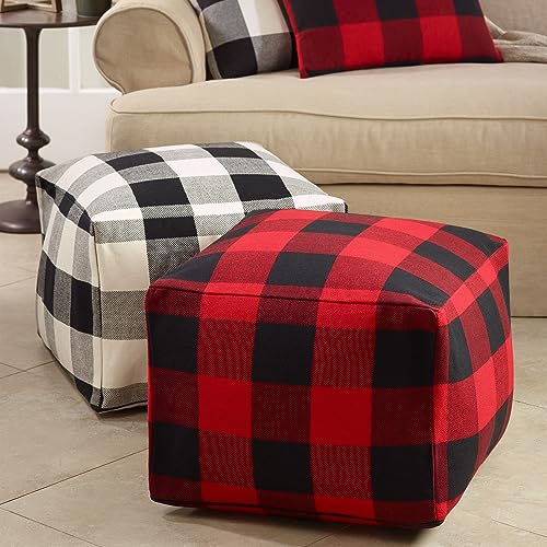 SARO LIFESTYLE Buffalo Plaid Pouf