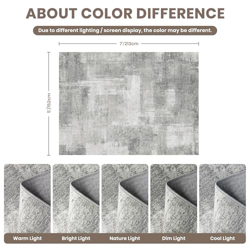 Washable Area Rug 5x7, Modern Abstract Carpet for Bedroom Grey