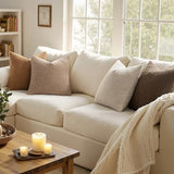 MIULEE Pack of 4 Decorative Textured Boucle Throw Pillow Covers 18x18 Inch Neutral Brown Accent Solid Pillow Cases Couch Cushion Covers for Modern Farmhouse Boho Chair Sofa Bed Room Home Decor
