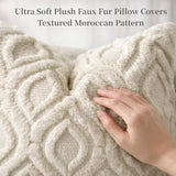 decorUhome Faux Fur Plush Soft Beige Throw Pillow Covers 26x26 Set of 2