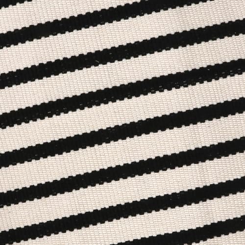 LEEVAN Black and White Striped Outdoor Rug Runner 2x4.3 Layering Doormat Farmhouse Front Porch Rug Cotton Woven Washable Throw Carpet for Hallway/Front Steps/Bathroom/Kitchen/Home Entrance