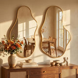 Dorlicecass Irregular Wall Mirror - Wall Mirrors Decorative 22"x 36" Asymmetrical Abstract Mirror Aviation Aluminum Alloy Frame Unique for Bathroom, Bedroom, Living Room, Cloakroom, Entryway Gold
