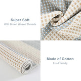 OJIA Washable Outdoor Rug 3'x5', Blue/White/Tan Outdoor Area Rug Entryway Rugs Indoor Door Mat Front Porch Rug Cotton Small Checkered Rug Floor Carpet for Entry/Patio/Bedroom/Living Room