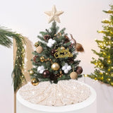 Champagne Gold Christmas Tree Skirt 24 Inches Small Tree Skirt Velvet Sequin Tree Skirt for Christmas Tree Mat Decorations