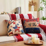 Patriotic Pillow Covers 18x18 Inch,4th of July Red White Blue Summer Outdoor Throw Pillow Covers Set of 4,Independence Memorial Day USA Flag Retro Fourth of July Cushion Case for Sofa Couch Decor