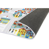 Janod - Children's Car Rug - City Theme - Soft & Non-Slip - Urban Pattern - Play Rug for Girls & Boys' Bedrooms - 120 x 78cm - Hand Washable - from 2 Years Old - J05910