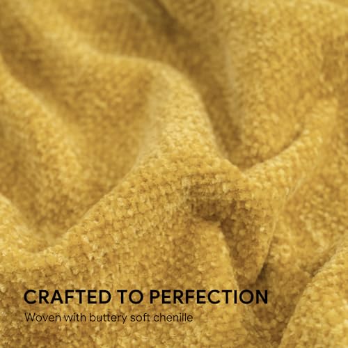 RECYCO Chenille Throw Blanket for Couch, 50"x60", Mustard Yellow