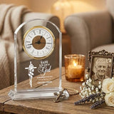 Personalized Memorial Crystal Cross Clock, Sympathy Clocks, in Memory for Loss of Loved Mom/Grandma, Memorial Gifts Clock