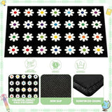 7.6x12 ft Large Daisies on Black Classroom Rug Daisy Educational Area Mat Daisy Flowers Multicolor Play Carpet Educational Classroom Learning Mat for Preschool Playroom Elementary Kindergarten(Black)
