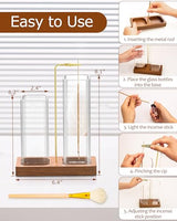 2 in 1 Incense Holder with 7.8" & 5.9" Glass Jars, Large Incense Holder for Sticks, Upside Down Incense Burner with Ash Catcher & Storage for Meditation Yoga Spa Home Decor - 20 Incense Sticks & Brush